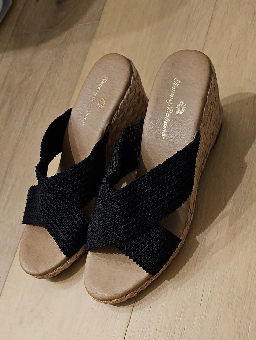 Black Strappy Wedge Sandals